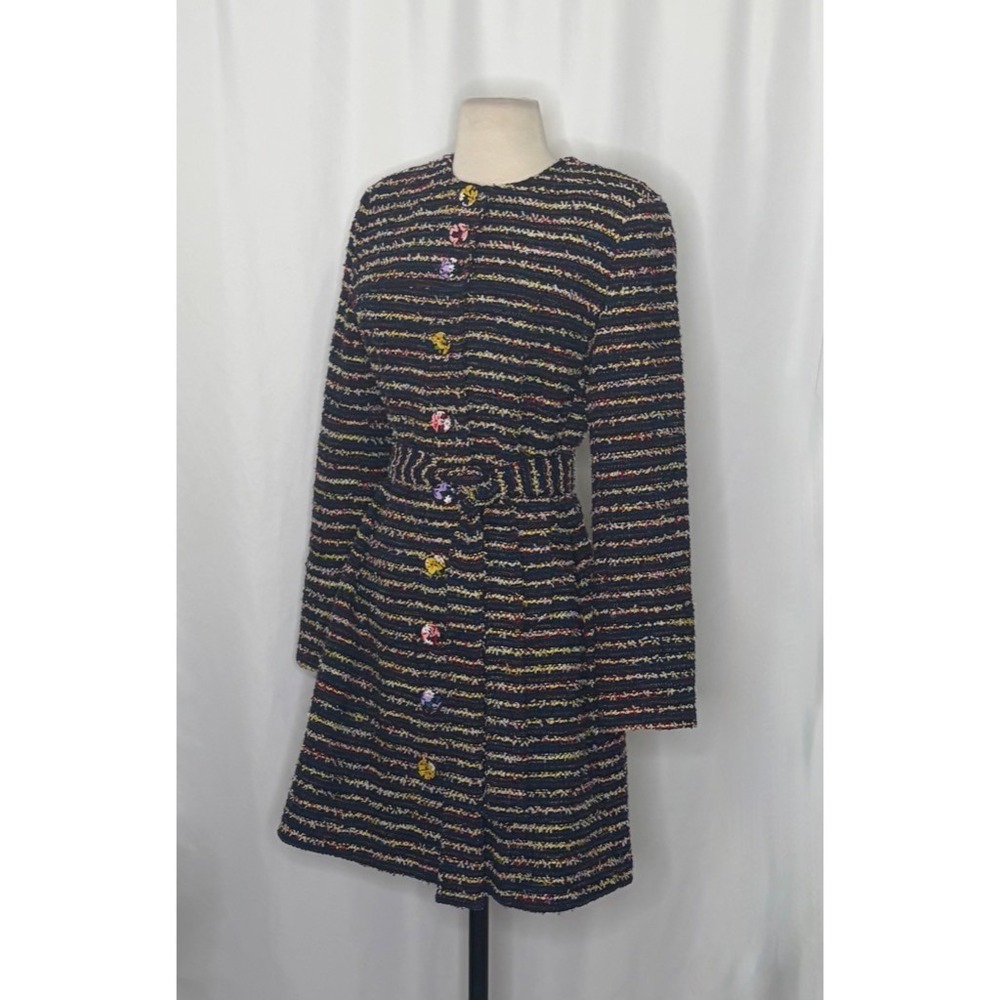 CABI Headline Topper Colorful Tweed Floral Belted Coat Preppy Style 5660 Size 2 - Picture 7 of 16